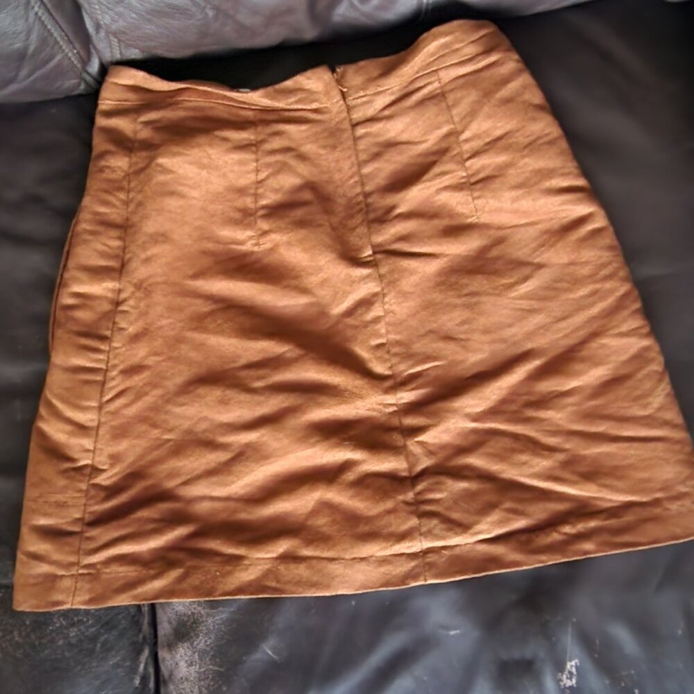 Brown Front Snap Faux Suede Mini - Picture 4 of 4